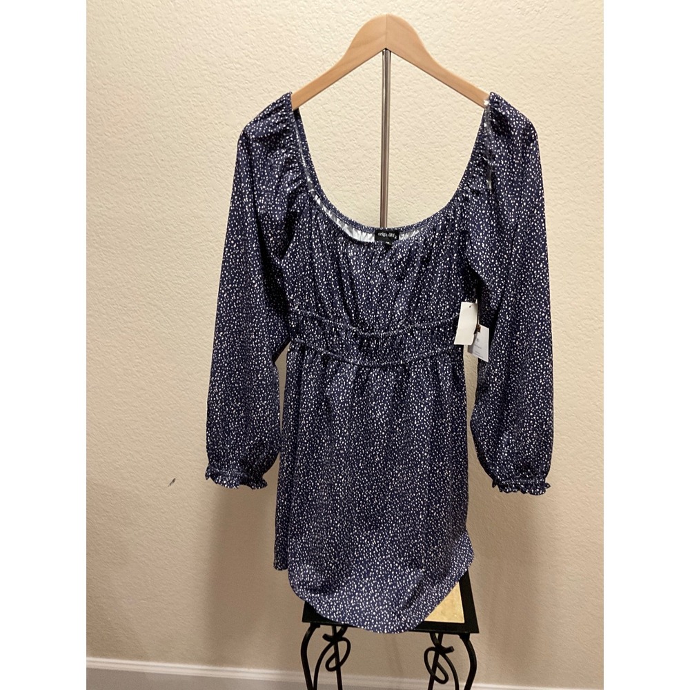 NWT Originality dress  Floral Square Neck Smocked Waist Long‎ sleeve size  m